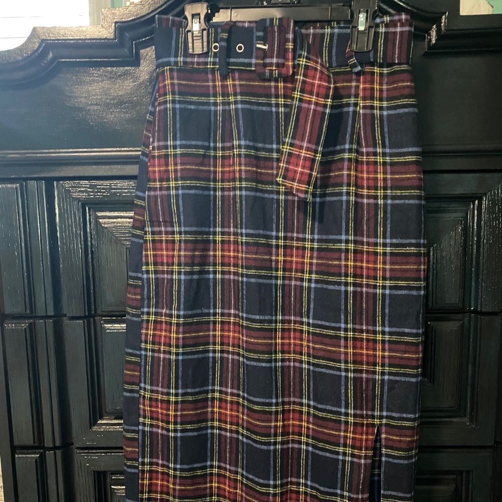 Hey Wait A Check Belted Midi Skirt - Picture 4 of 9